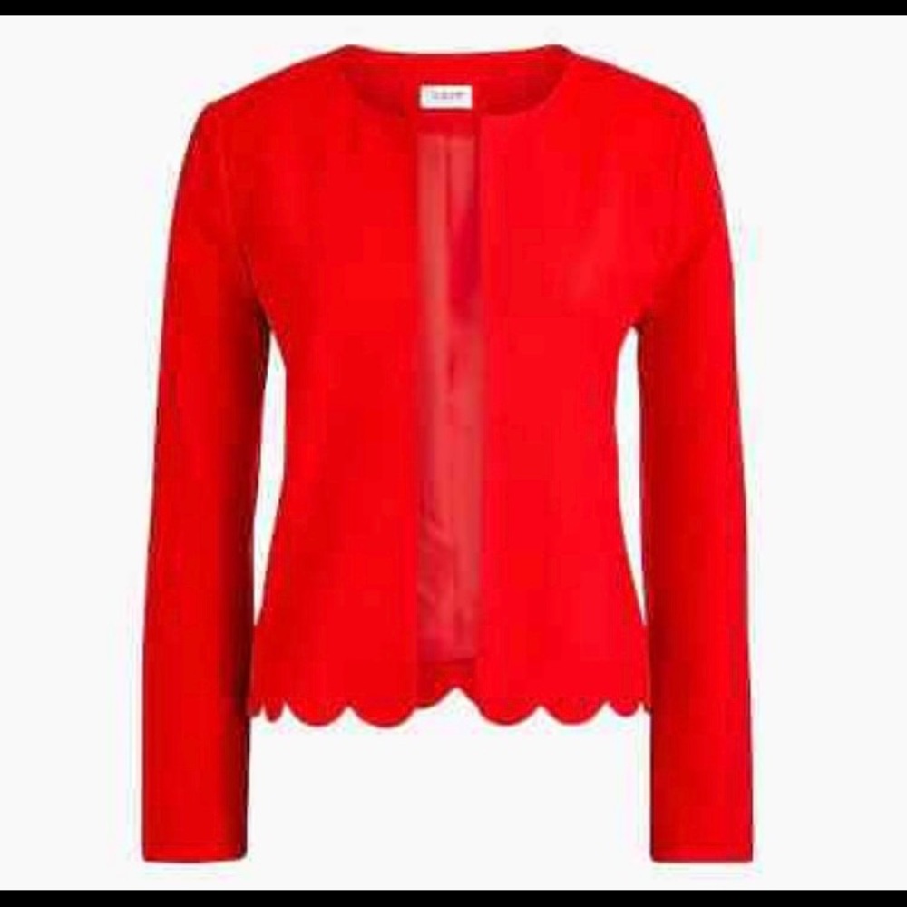 J Crew red scalloped blazer
